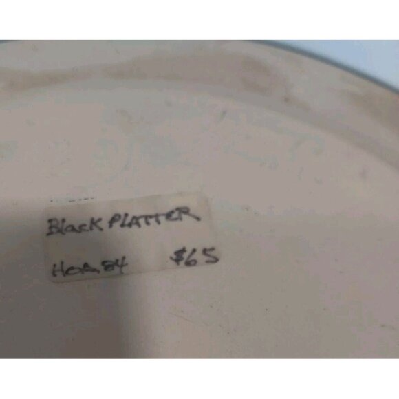 Studio Art Pottery Platter / Bowl Swirls Solid Dark Green/Black? 13x13x2" Signed - Picture 14 of 16